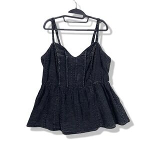 Torrid Black Babydoll Cotton Dobby Stripe Corset Cami Peplum Top Womens 0X NWT